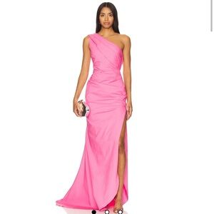 NBD Pink One-Shoulder Maxi Dress